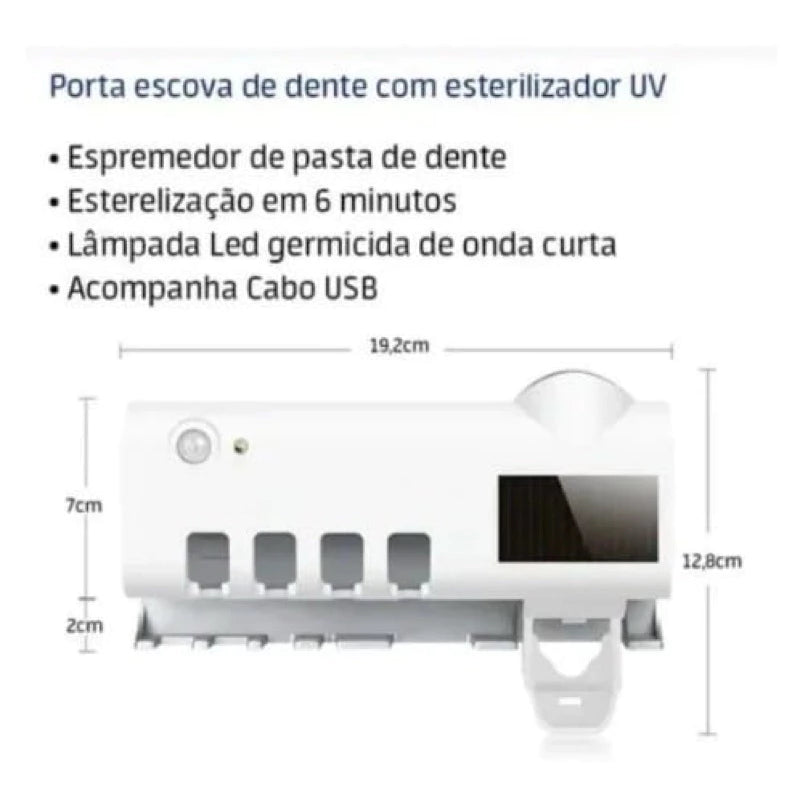 Porta Escova de Dentes esterilizador UV Dispense Automático