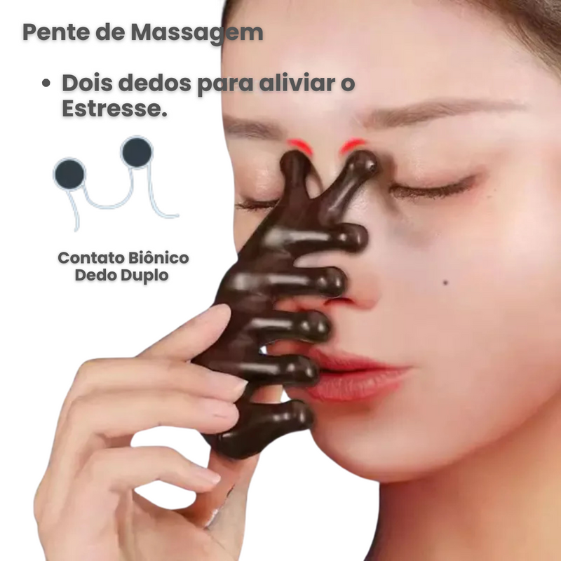 Pente De Massagem Natural Madeira Couro Cabeludo Circulação