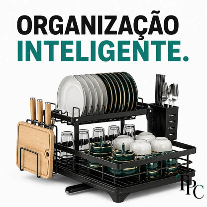 OrganizaMax™ – Escorredor 2 Andares para uma Pia Livre e Organizada