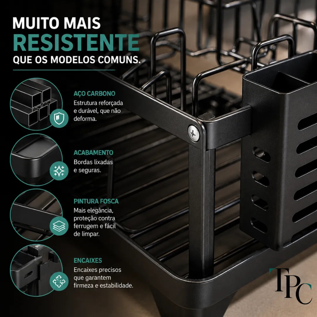 OrganizaMax™ – Escorredor 2 Andares para uma Pia Livre e Organizada