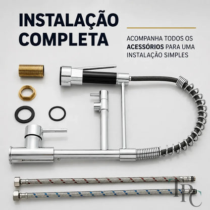 Torneira Gourmet Flex 360° Premium / Alcance todos os cantos da pia. Menos respingos. Mais praticidade.