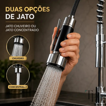 Torneira Gourmet Flex 360° Premium / Alcance todos os cantos da pia. Menos respingos. Mais praticidade.
