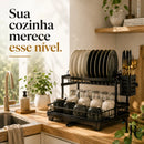 OrganizaMax™ – Escorredor 2 Andares para uma Pia Livre e Organizada