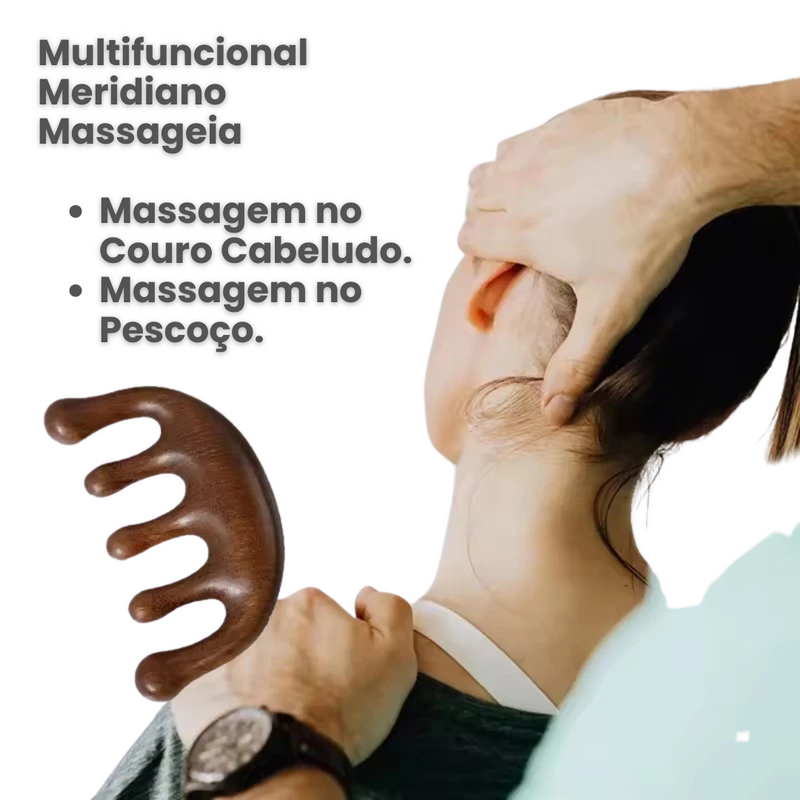 Pente De Massagem Natural Madeira Couro Cabeludo Circulação