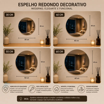 Espelho Elegance Redondo Decorativo