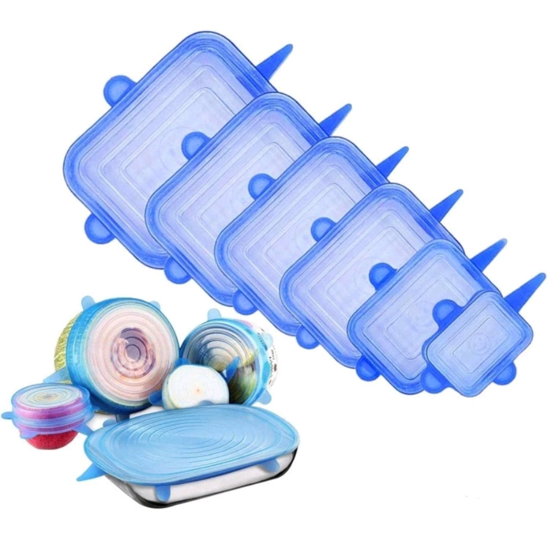 Kit 6 Tampas de Silicone Universal Reutilizável Elástica