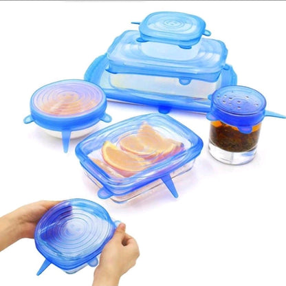 Kit 6 Tampas de Silicone Universal Reutilizável Elástica