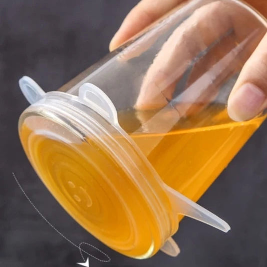 Kit 6 Tampas de Silicone Universal Reutilizável Elástica