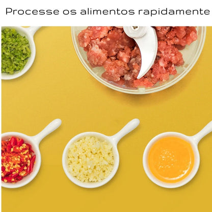 Mini Processador De Alimentos Com 03 Lâminas Elétrico Recarregável