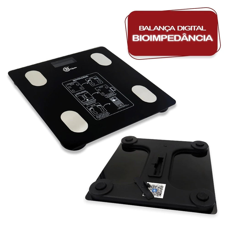 Balança Digital Profissional Corporal Saude Mede Gordura IMC Fitness Academia Bioimpedancia Aplicativo Bluetooth Peso