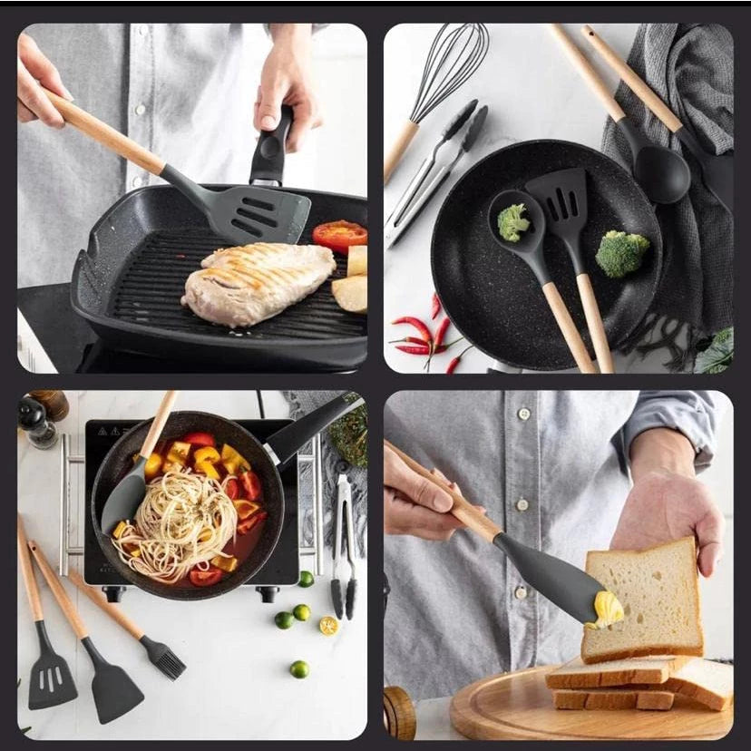 KIT de Utensílios Para Cozinha em Silicone 12 Peças
