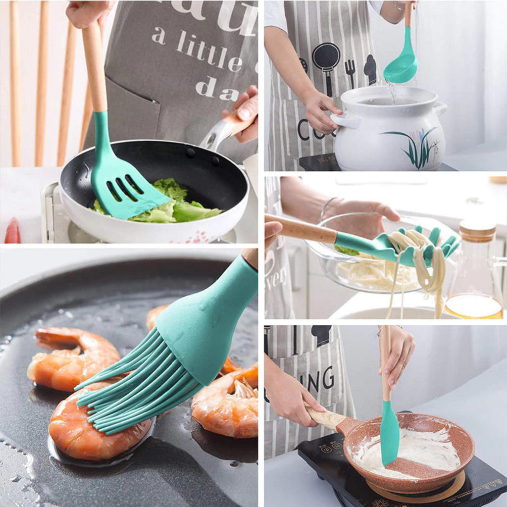 KIT de Utensílios Para Cozinha em Silicone 12 Peças