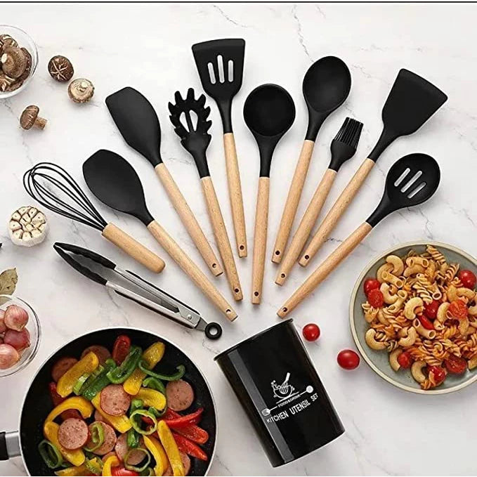 KIT de Utensílios Para Cozinha em Silicone 12 Peças