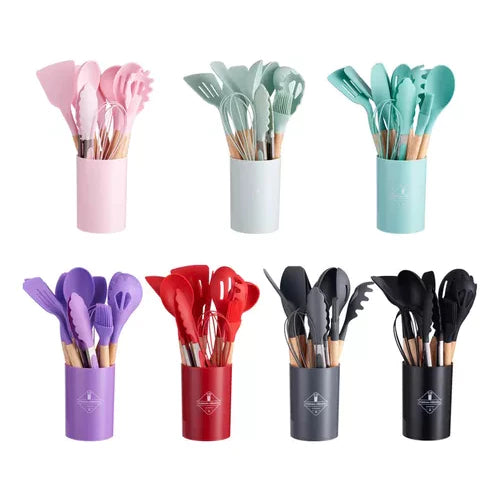 KIT de Utensílios Para Cozinha em Silicone 12 Peças