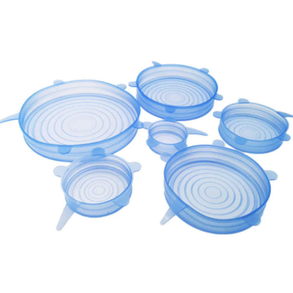 Kit 6 Tampas de Silicone Universal Reutilizável Elástica