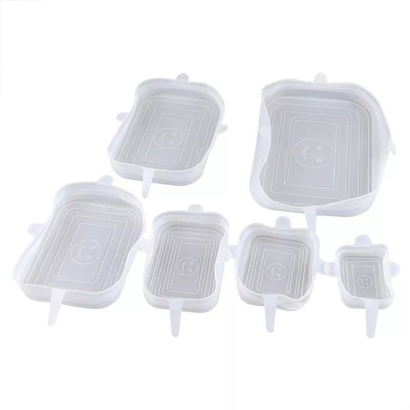 Kit 6 Tampas de Silicone Universal Reutilizável Elástica