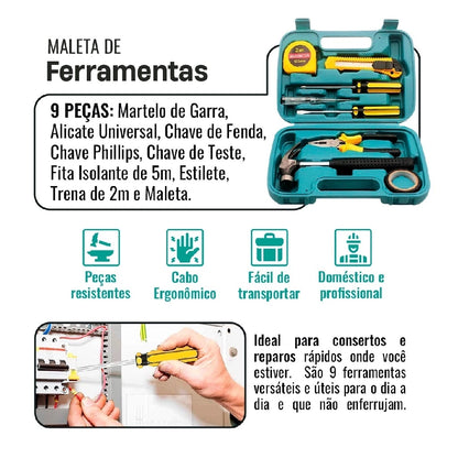 Kit Maleta Estojo Ferramentas 9 Peças