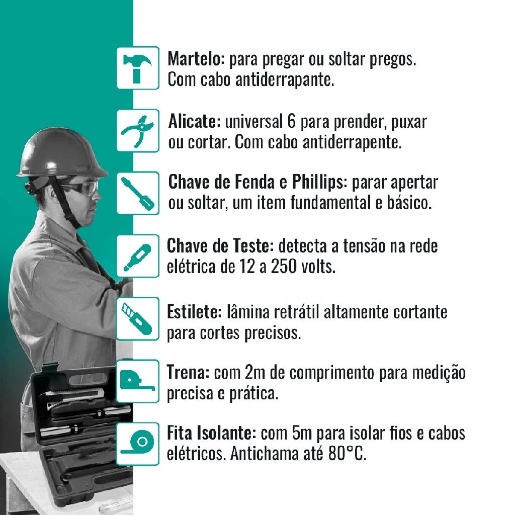 Kit Maleta Estojo Ferramentas 9 Peças