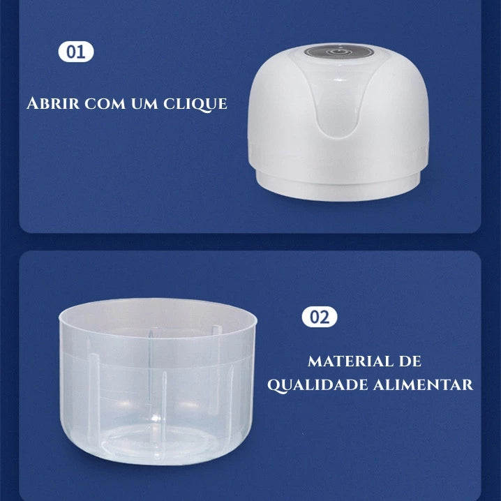 Mini Processador De Alimentos Com 03 Lâminas Elétrico Recarregável