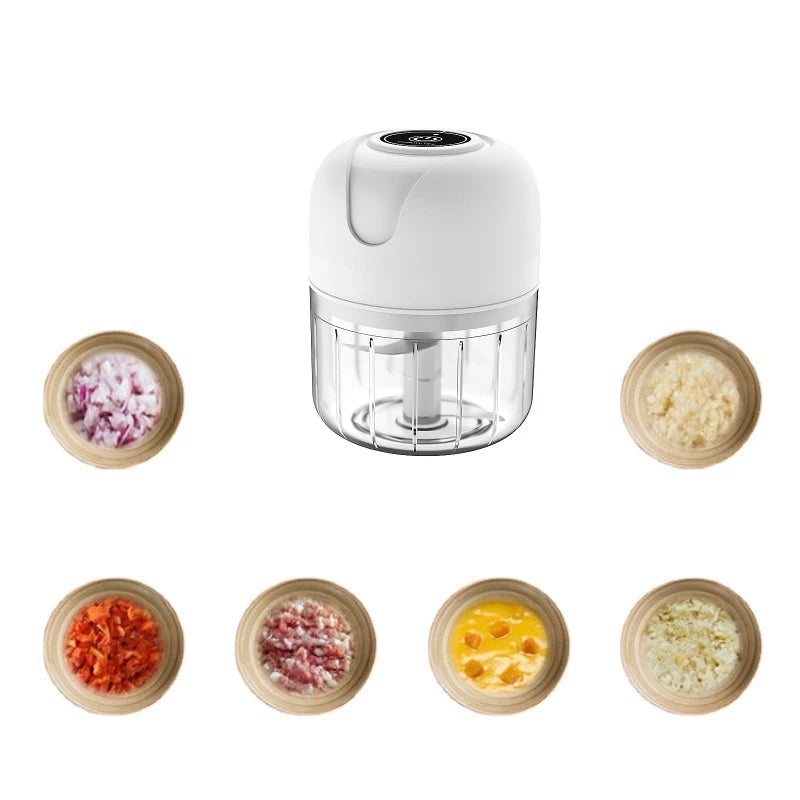 Mini Processador De Alimentos Com 03 Lâminas Elétrico Recarregável