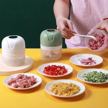 Mini Processador De Alimentos Com 03 Lâminas Elétrico Recarregável