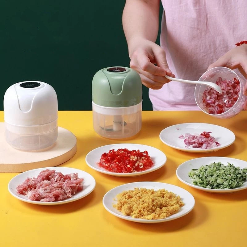 Mini Processador De Alimentos Com 03 Lâminas Elétrico Recarregável