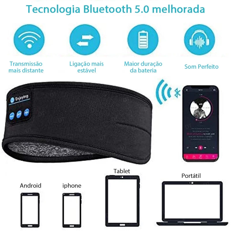 Máscara de Dormir com Fone de Ouvido Bluetooth Lavável