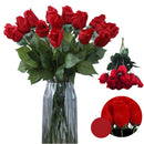 24 Botões de Rosas Vermelhas Buquê Artificial para Decoração