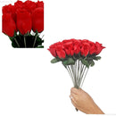 24 Botões de Rosas Vermelhas Buquê Artificial para Decoração