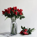 24 Botões de Rosas Vermelhas Buquê Artificial para Decoração