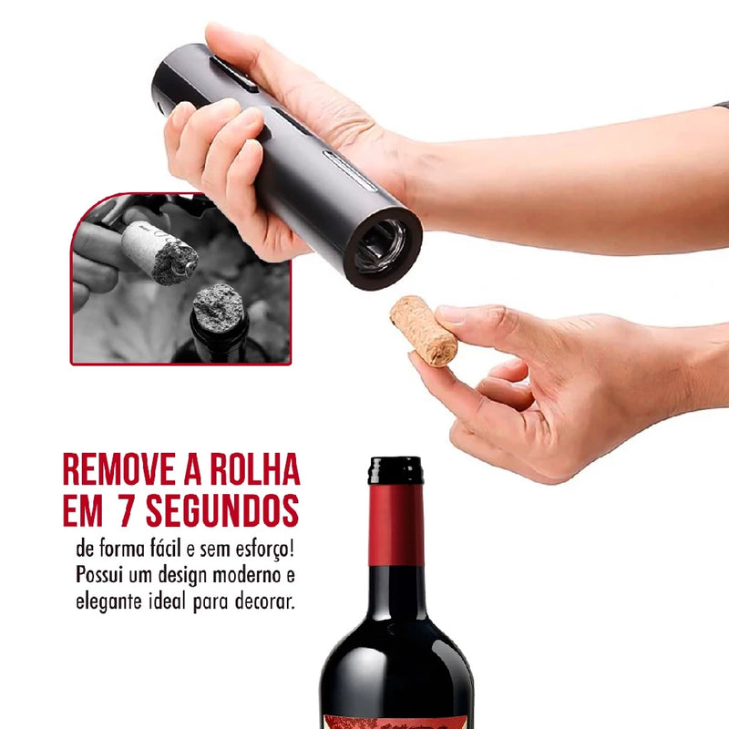 Kit Abridor de Vinho Garrafa Saca Rolha Elétrico Automático