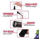 Kit Abridor de Vinho Garrafa Saca Rolha Elétrico Automático