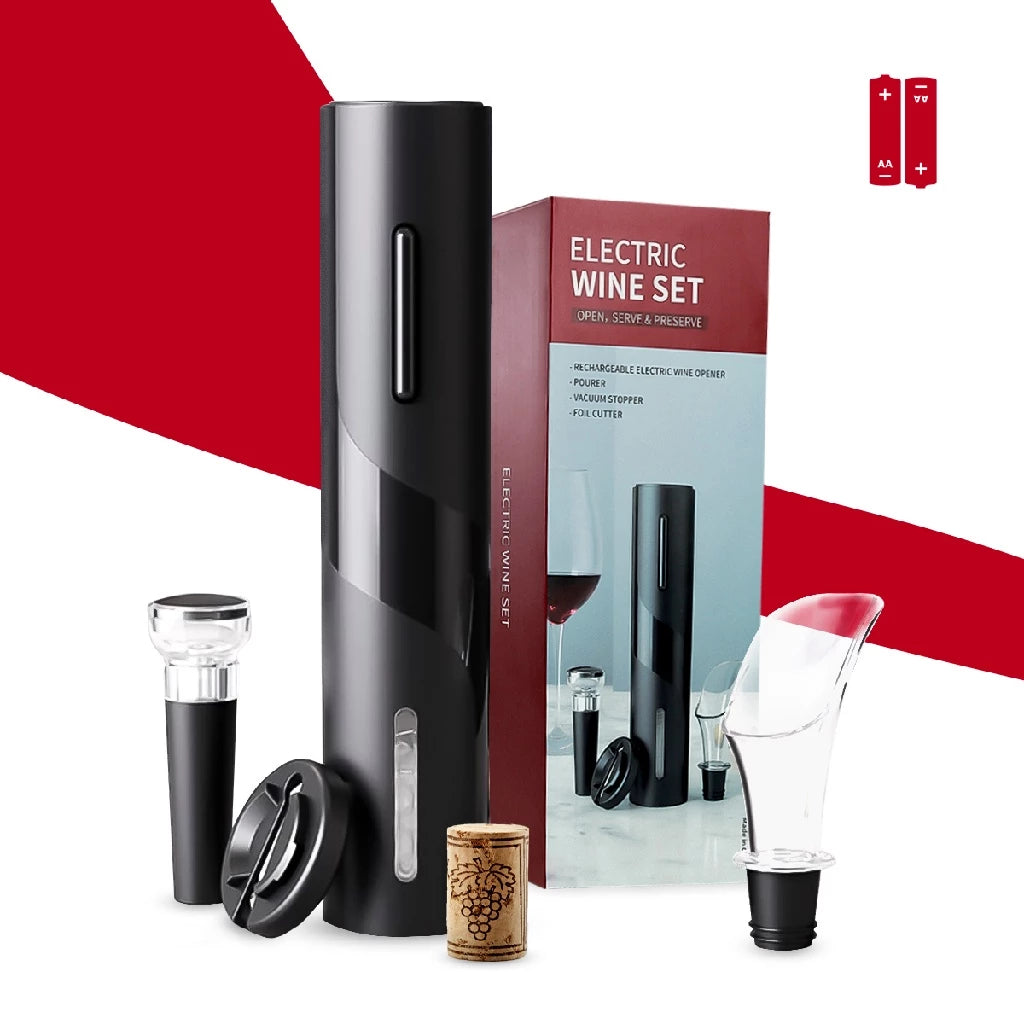 Kit Abridor de Vinho Garrafa Saca Rolha Elétrico Automático