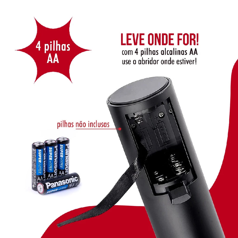 Kit Abridor de Vinho Garrafa Saca Rolha Elétrico Automático