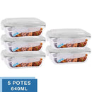 Conjunto 5 Potes Vidro Hermético