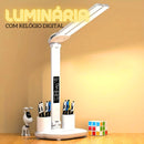 Luminária De Mesa LED Com Relógio e Porta Canetas