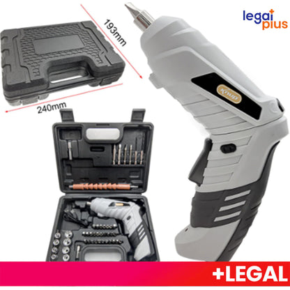 Kit de Parafusadeira e Furadeira de 48 Peças / Carregador USB